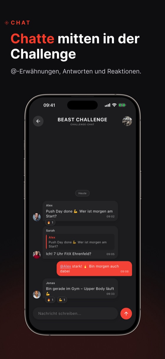 Challenge-Chat mit Erwähnungen